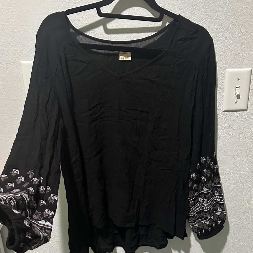 O'Neill Black and White Boho Blouse